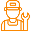Expert mechanics Orange mechanic icon with a spanner representing expert diagnostic checks carried out by experienced technicians.